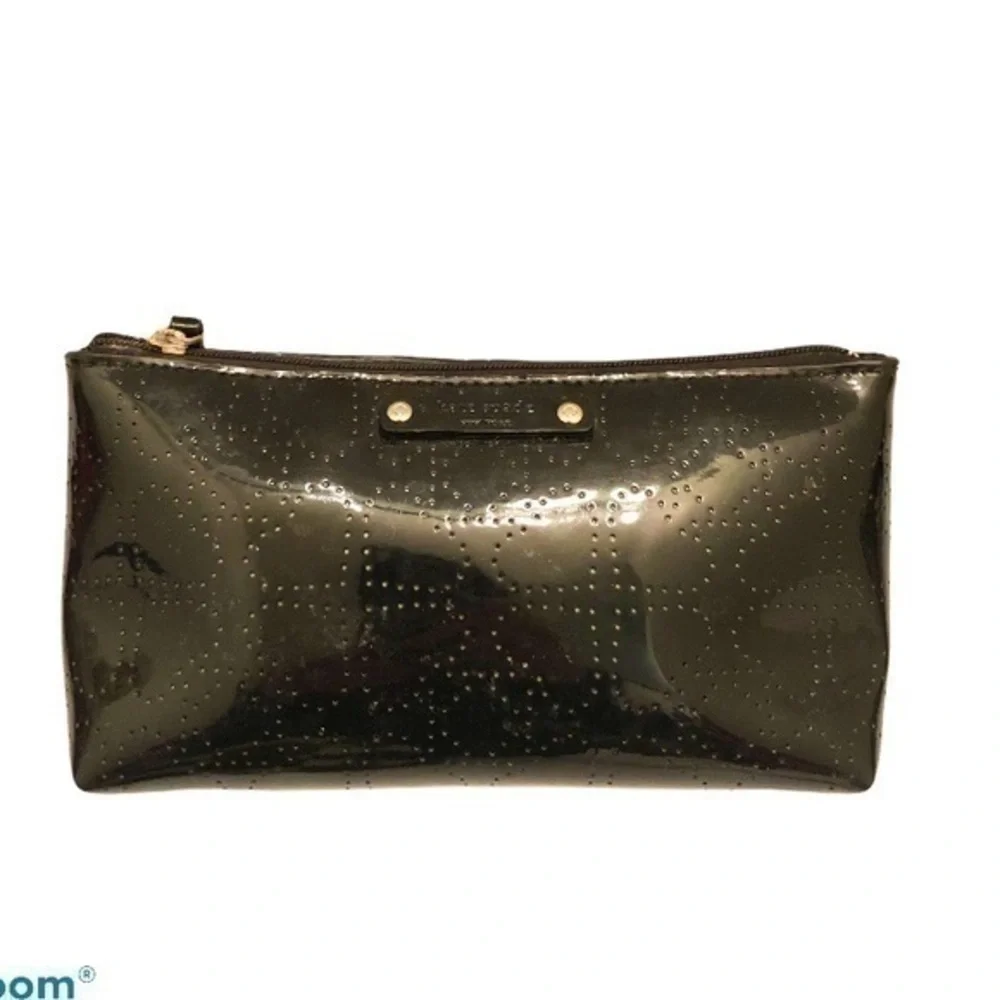 Kate spade black perforated cosmetic makeup case